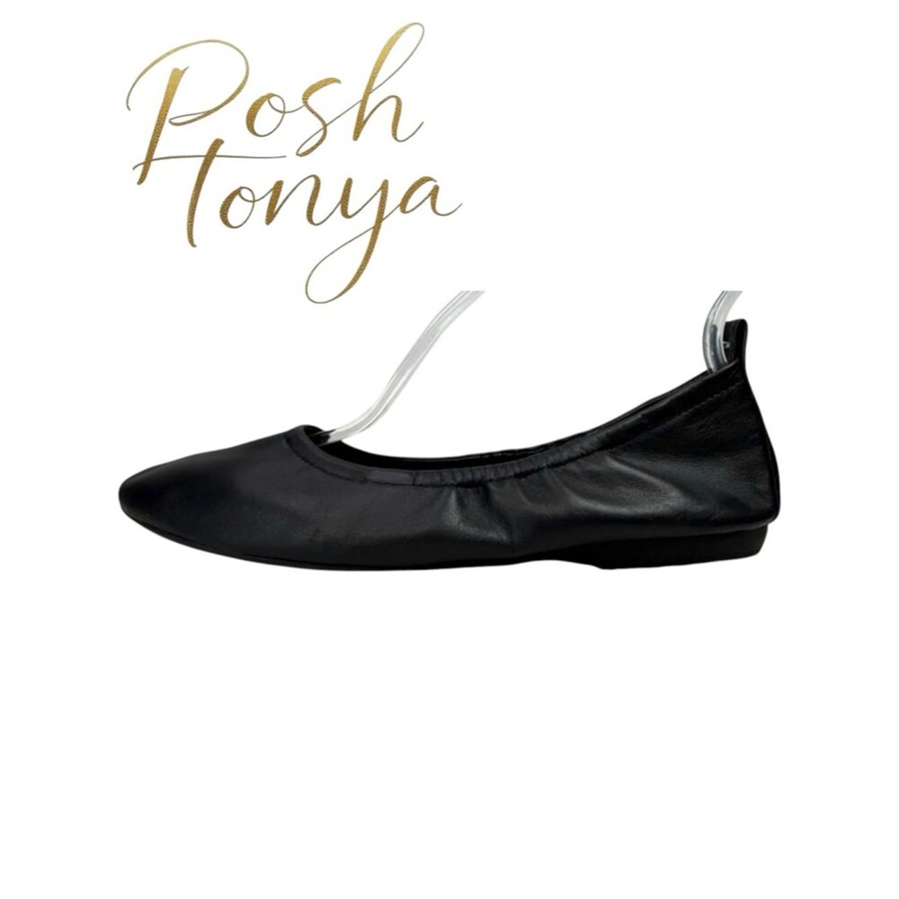 Vince Camuto Etheda Smooth Black Leather Ballet Flats Size 9.5 Coquette Feminine